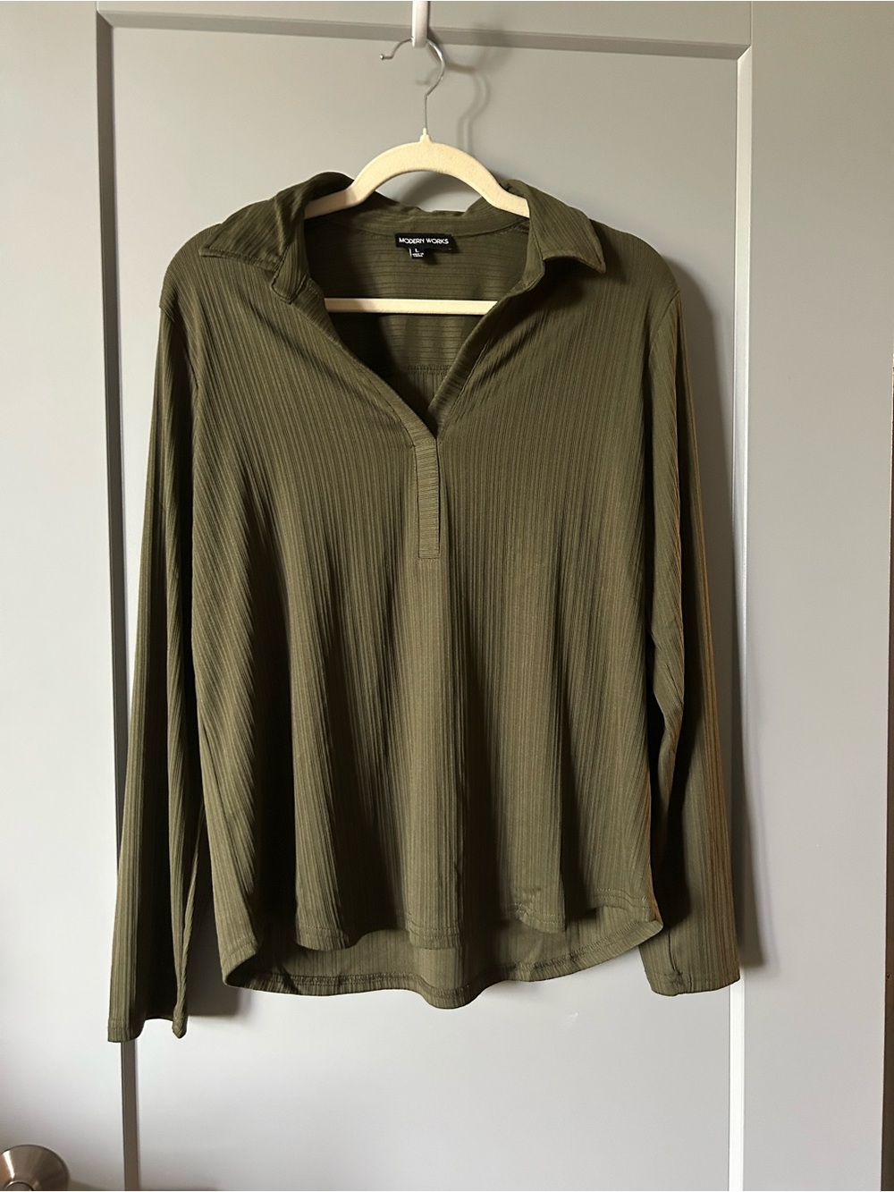 Modern Works Olive Green Collared Pullover